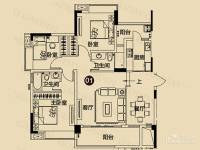 现代城·假日花园1室2厅2卫112.5㎡户型图