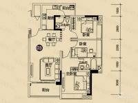 现代城·假日花园3室2厅2卫105.6㎡户型图