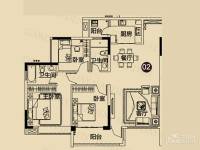 现代城·假日花园2室2厅2卫125.1㎡户型图