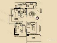 现代城·假日花园2室2厅1卫75.8㎡户型图