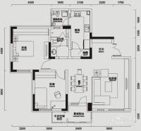 交大归谷国际住区2室2厅1卫100.7㎡户型图