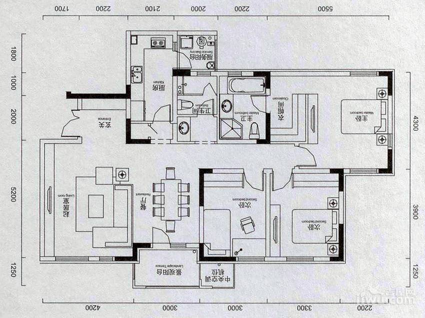 交大归谷国际住区3室2厅2卫137.9㎡户型图