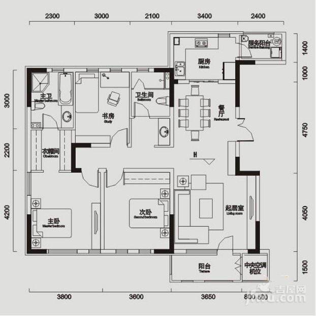 交大归谷国际住区3室2厅2卫139.4㎡户型图