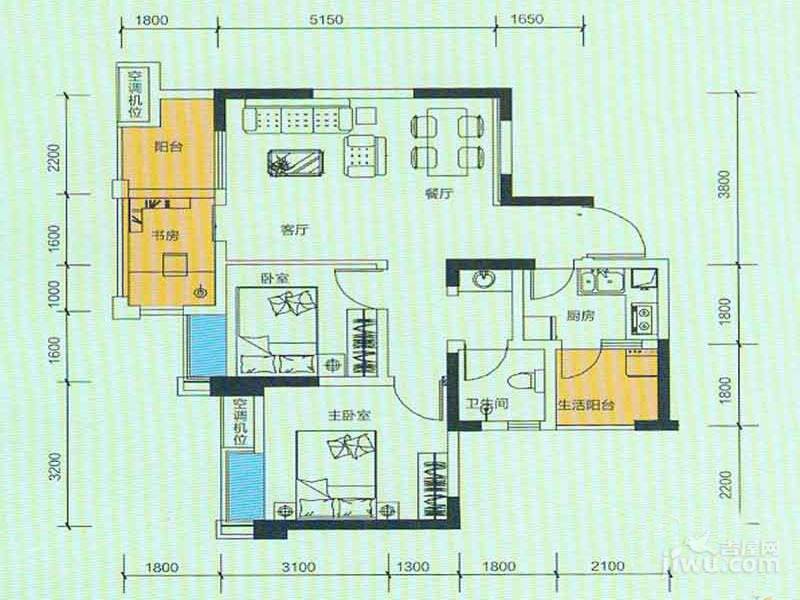 国宾时光汇2室2厅1卫75㎡户型图