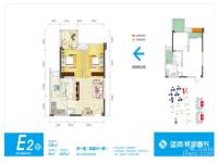 蓝润棠湖春天3室2厅1卫64㎡户型图