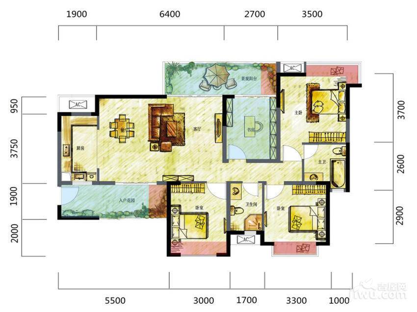 北欧知识城4室2厅2卫123㎡户型图