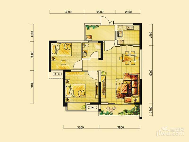 格凌兰3室2厅2卫78.5㎡户型图