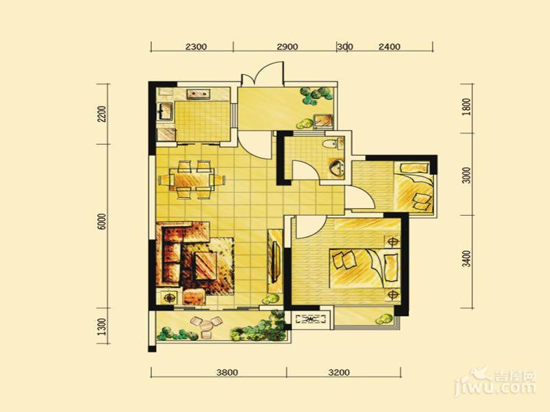 格凌兰3室2厅2卫82.2㎡户型图