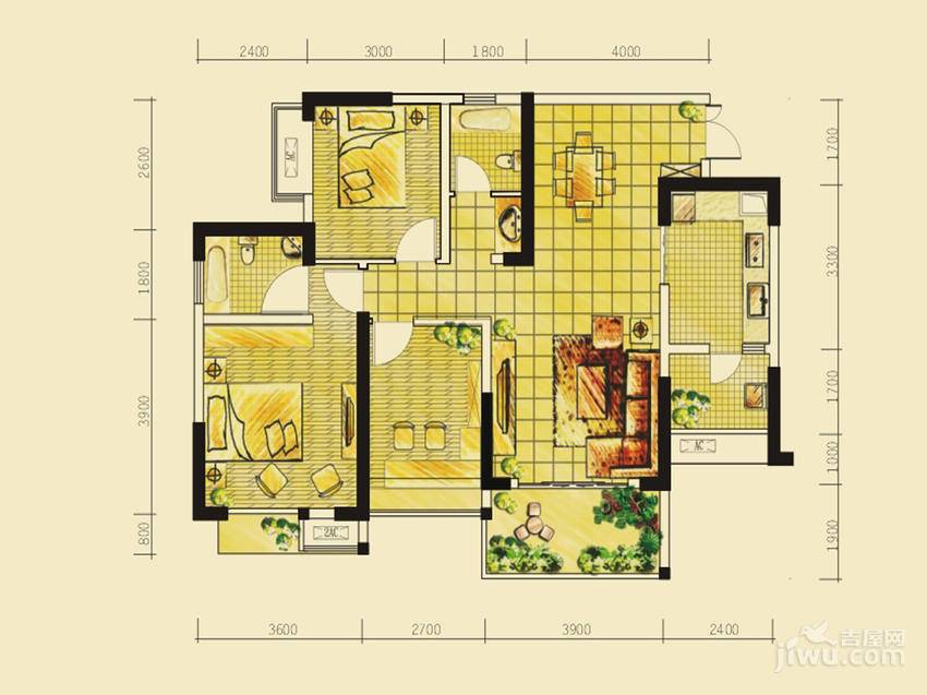 格凌兰2室2厅1卫86.9㎡户型图