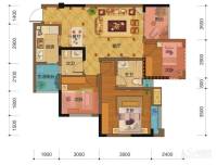 盛源学府名城3室2厅2卫89.3㎡户型图