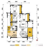 龙城国际3室1厅2卫117㎡户型图
