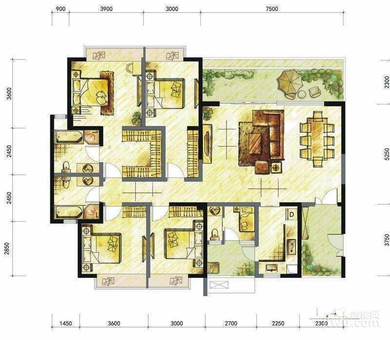 仁和春天国际花园4室2厅3卫180.5㎡户型图