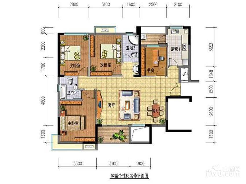 青南美湾4室2厅2卫112㎡户型图