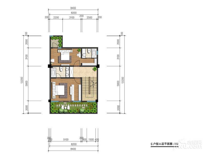 达观山2室0厅2卫141.6㎡户型图