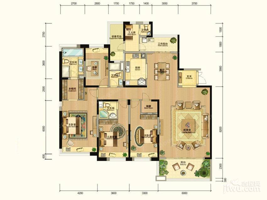 仁恒滨河湾4室2厅3卫258㎡户型图