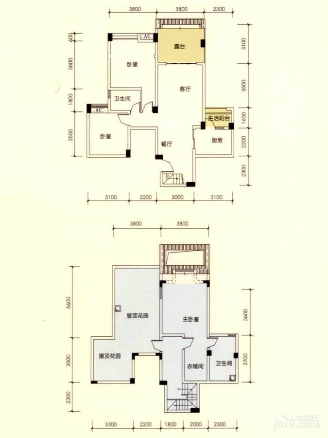 西湖半岛3室2厅2卫86.2㎡户型图