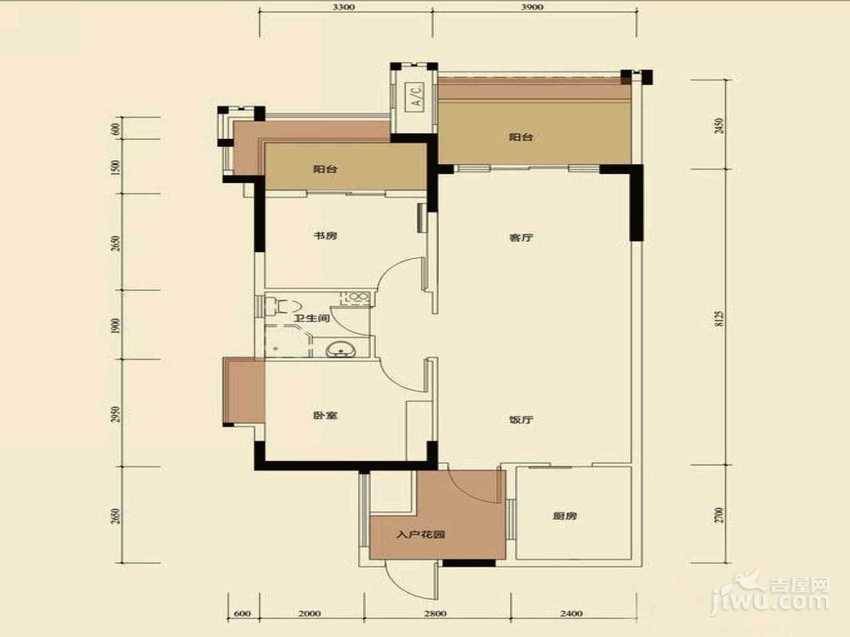 南湖世纪2室2厅1卫89㎡户型图