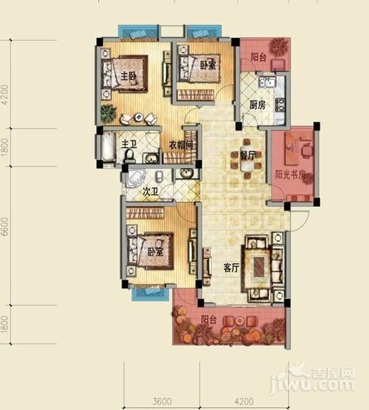 莱茵北郡3室2厅2卫119㎡户型图