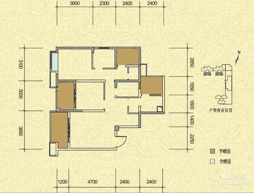 中铁马家公馆3室2厅2卫103㎡户型图