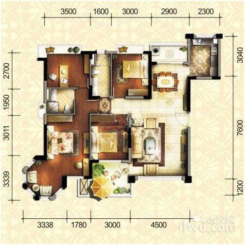 恒大城四期4室2厅2卫137㎡户型图