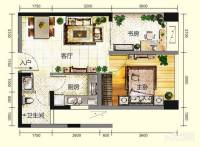 怡景城市花苑1室1厅1卫54㎡户型图
