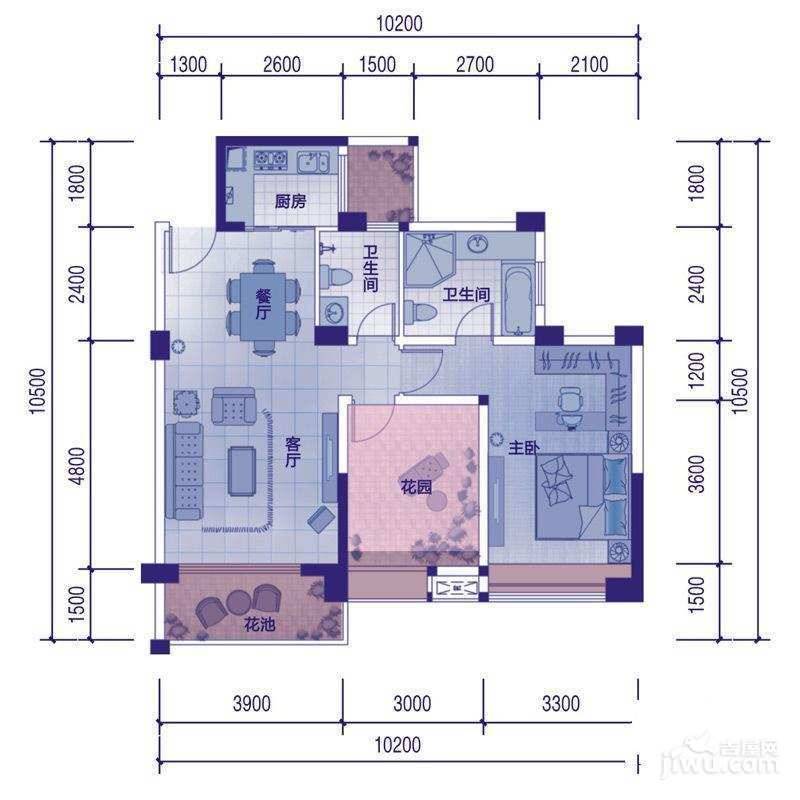 戛纳湾4室2厅2卫118.2㎡户型图