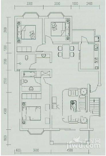 博雅新城3室2厅2卫133.6㎡户型图