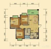 澜溪郡3室2厅1卫92.3㎡户型图