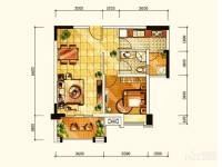 丽都世家1室2厅1卫65.3㎡户型图