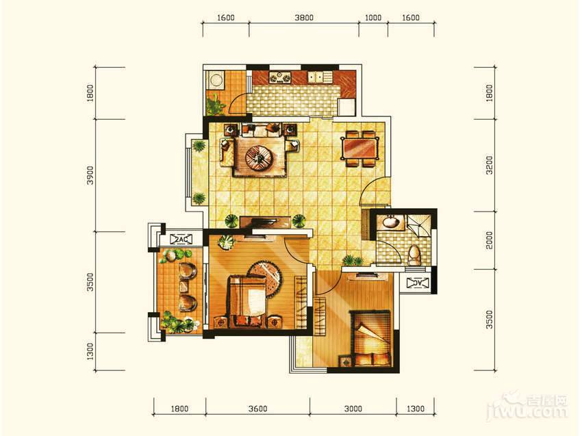 丽都世家2室2厅1卫81.9㎡户型图