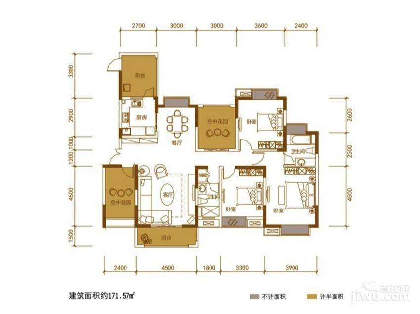 上海东韵3室2厅2卫171.6㎡户型图