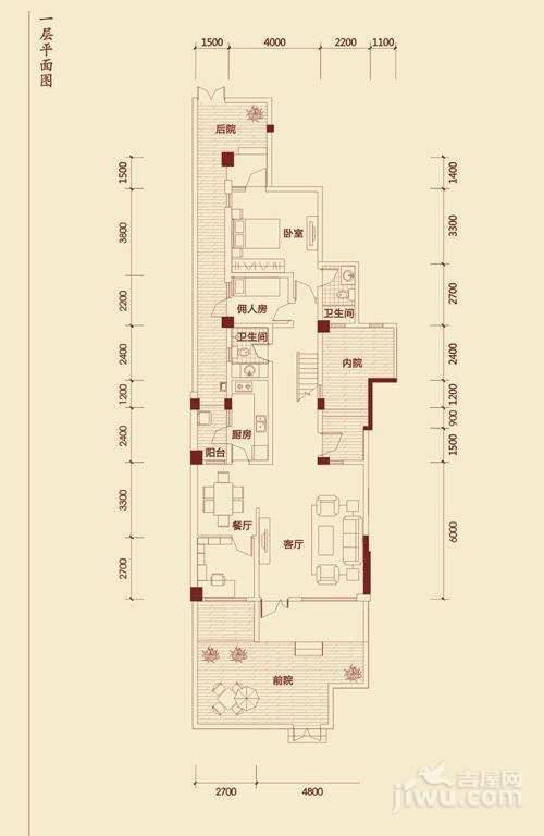 成都国奥村3室2厅3卫185㎡户型图