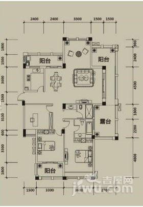 成都汉嘉国际社区q7户型图_首付金额_3室2厅2卫_133.52平米 吉屋网