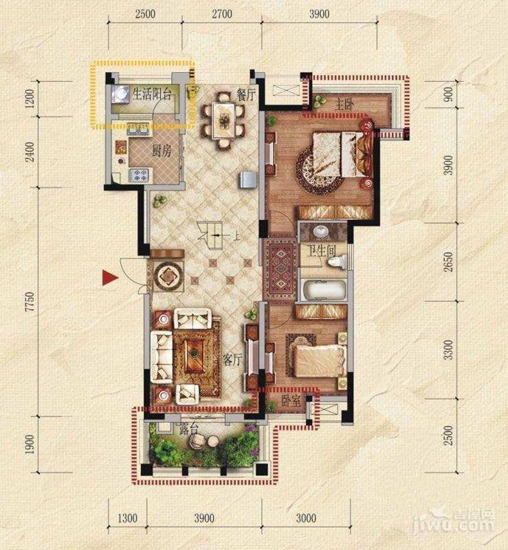 城投观城3室3厅2卫155㎡户型图