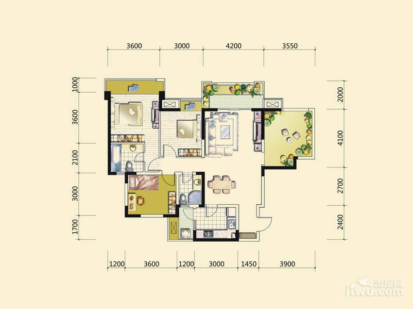 中信未来城3室2厅2卫103㎡户型图