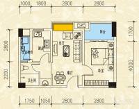 河滨鹭岛1室2厅1卫53.5㎡户型图