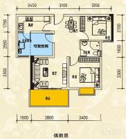 河滨鹭岛2室2厅1卫80.6㎡户型图