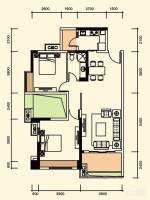怡湖玫瑰苑2室2厅1卫102.1㎡户型图
