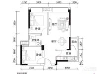 合能珍宝琥珀二期2室2厅1卫66㎡户型图