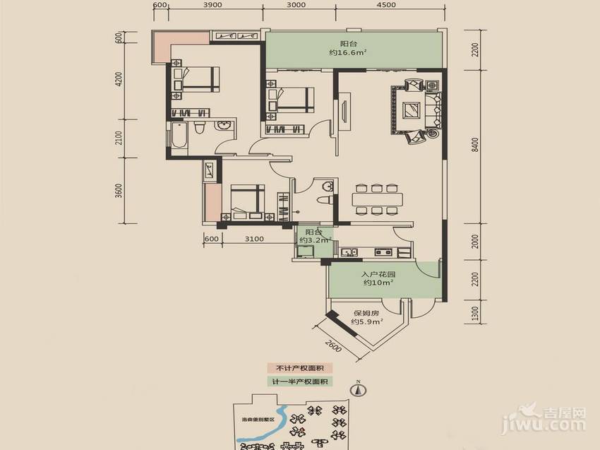 洛森堡新殿3室2厅1卫146㎡户型图