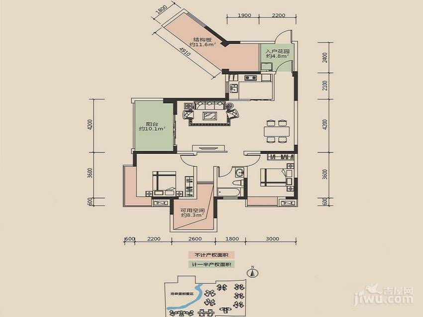 洛森堡新殿3室2厅1卫93㎡户型图