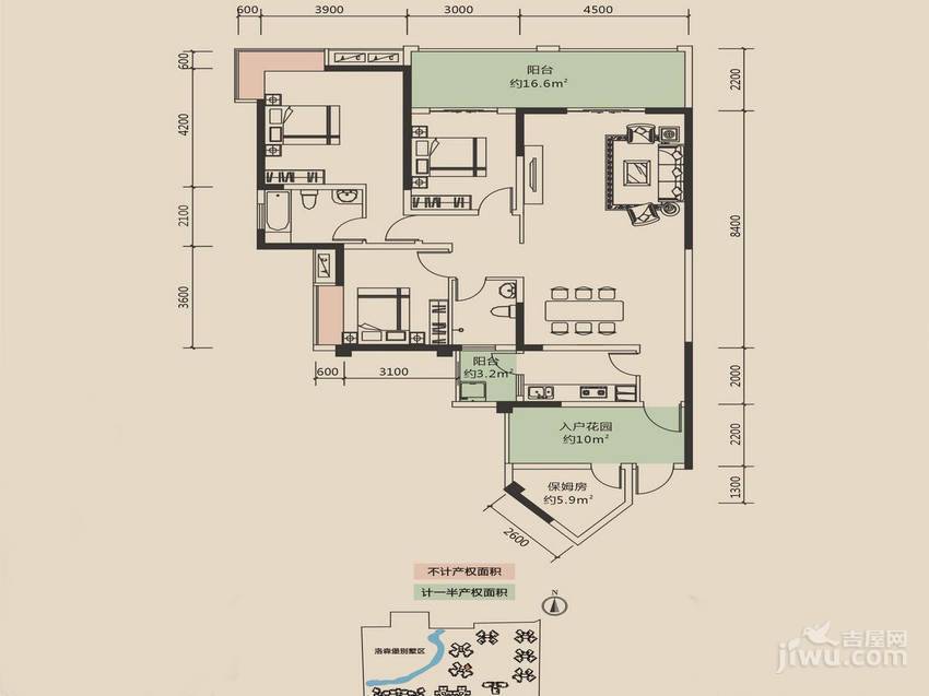 洛森堡新殿4室2厅1卫145㎡户型图