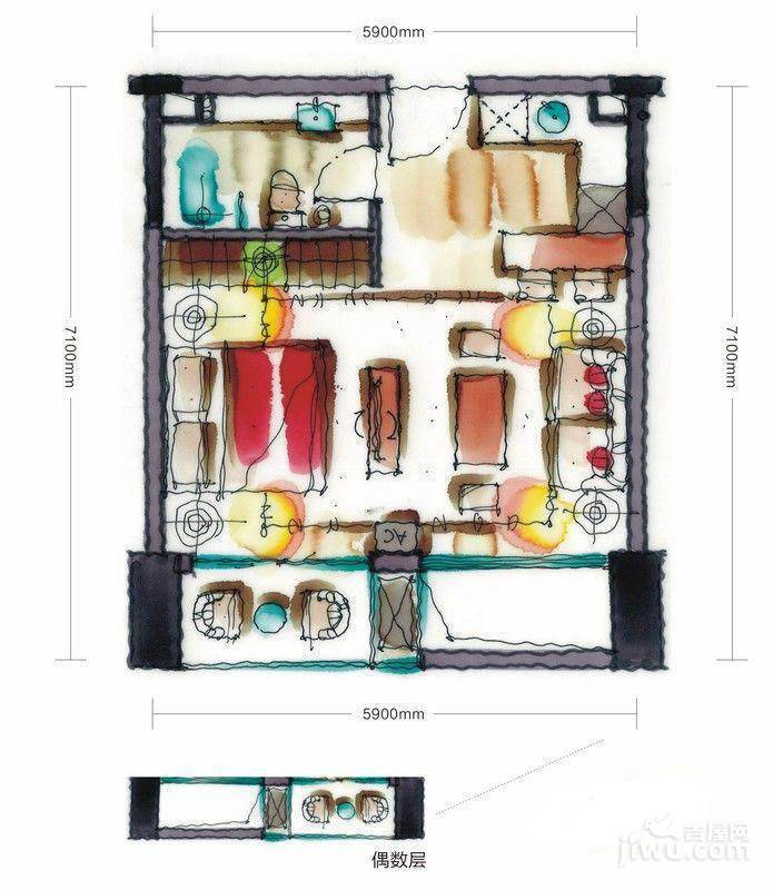 花样年福年广场1室1厅1卫41.9㎡户型图