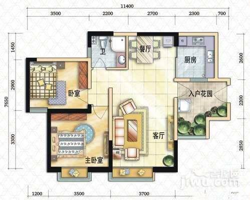 摩玛城2室2厅1卫78.5㎡户型图