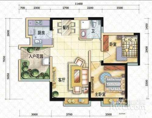 摩玛城2室2厅1卫78.2㎡户型图