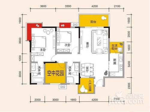 春江青龙湾2室2厅2卫113㎡户型图