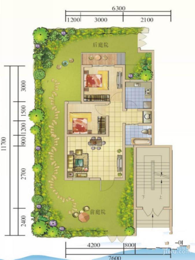 青城美庐2室1厅1卫56.4㎡户型图