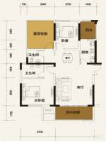 青城外滩2室2厅2卫84.2㎡户型图