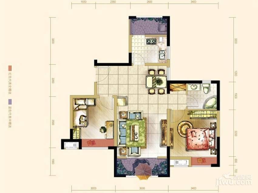 大成郡2室2厅1卫81㎡户型图