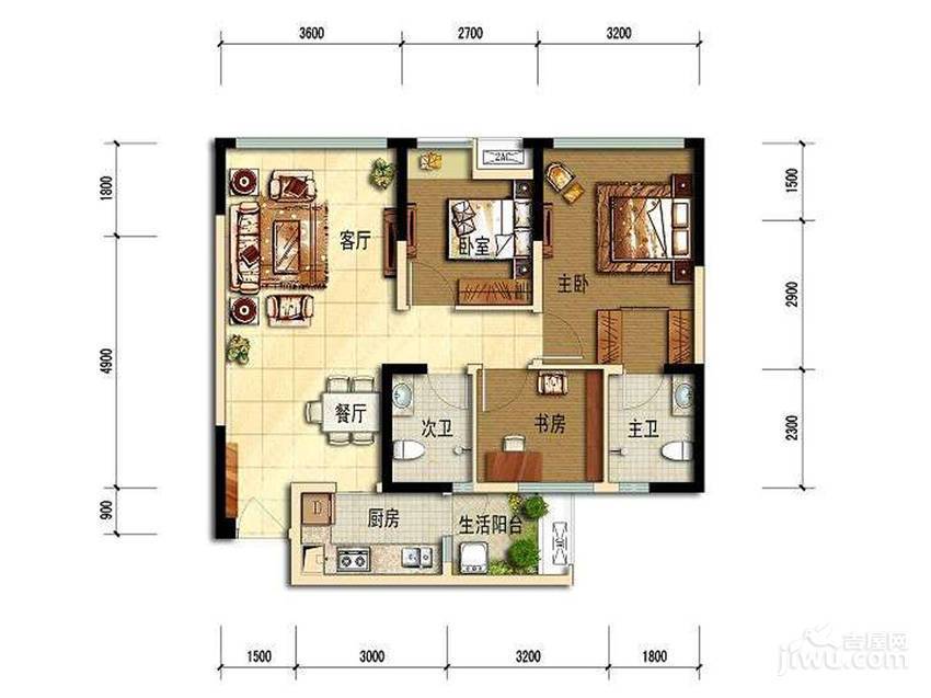 荣盛香榭兰庭一期商铺3室2厅2卫83㎡户型图